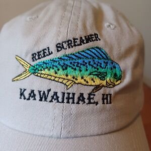 Dorfman Hat Co Reel Screamer Kawaihae HI Mahi Mahi‎ Fishing Hat Khaki BC108-KAKI